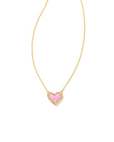 9608856216 Ari Heart Short Pendant Necklace Gold Bubblegum Pink Opal
