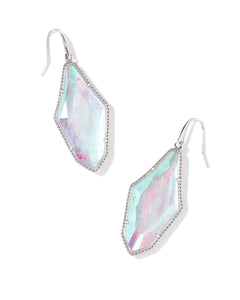 Evelyn Drop Earrings in Rhodium Rock Crystal Dichroic