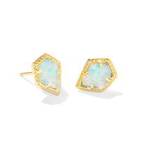 9608861879 Framed Gold Tessa Stud Earrings in Luster Light Blue Kyocera Opal