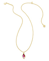 Framed Abbie Gold Short Pendant Necklace in Light Burgundy Illusion
