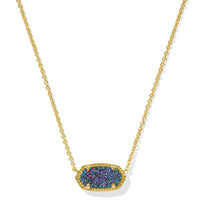 Elisa Gold Short Pendant Necklace in Multi Drusy