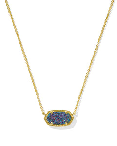 Elisa Gold Short Pendant Necklace in Multi Drusy