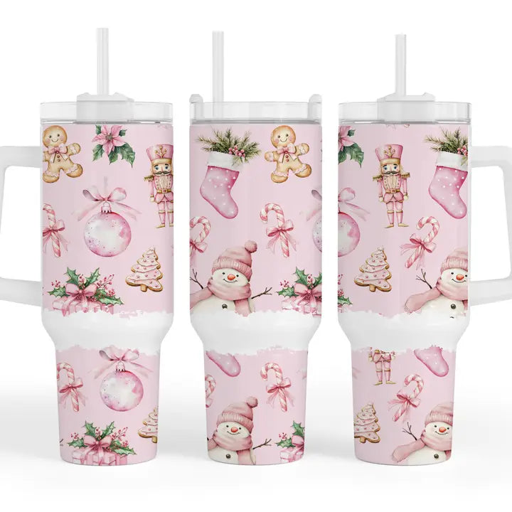 Pink Vintage Christmas 40oz Tumbler
