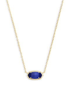 Elisa Gold Pendant Necklace in Cobalt Cats Eye