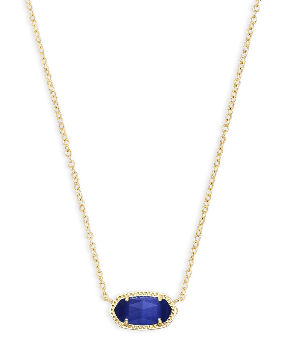 Elisa Gold Pendant Necklace in Cobalt Cats Eye