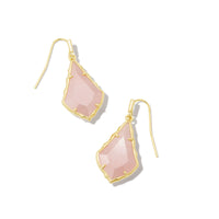Small Faceted Gold Alex Drop Earring in Rose Quartz