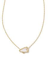 Cheer Gold Short Pendant Necklace in White Mother-of-Pearl
