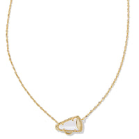 Cheer Gold Short Pendant Necklace in White Mother-of-Pearl