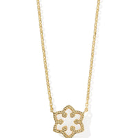 Snowflake Gold Pendant Necklace in White Kyocera Opal