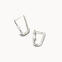 Lindsay Huggie Earring Silver in White Pearl