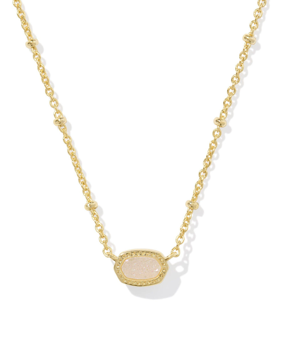 Mini Elisa Gold Necklace in Iridescent Drusy