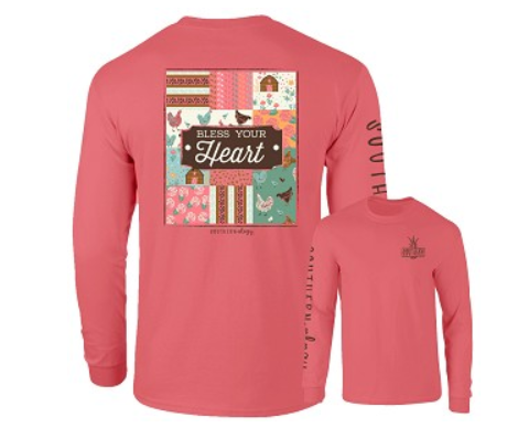 Patchwork Bless Your Heart Long Sleeve Tee