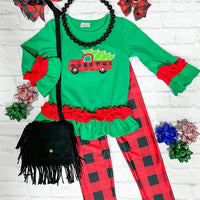 Christmas Tree Truck Ruffled Tunic & Leggings Toddler Set