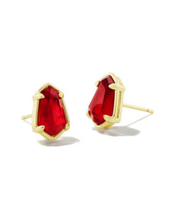 Alexandria Gold Stud Earring in Cranberry Illusion