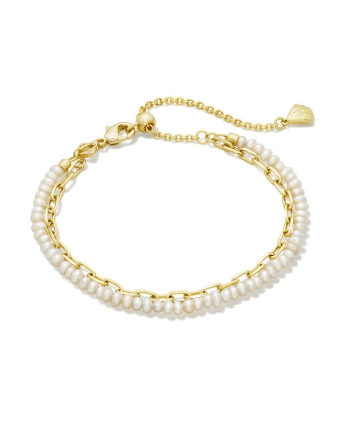 9608863119 Lolo Multi Strand Bracelet Gold in White Pearl