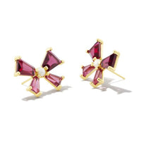 Blair Bow Gold Stud Earring in Red Mix