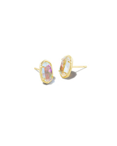 Grayson Stone Stud Gold Earrings in Dichroic Glass