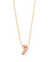 Candy Cane Pendant Necklace Gold in Ivory Mother of Pearl
