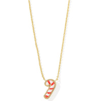 Candy Cane Pendant Necklace Gold in Ivory Mother of Pearl