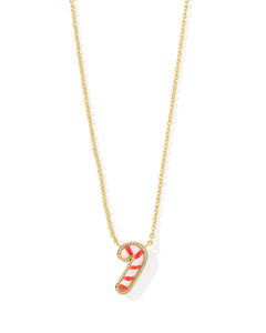 Candy Cane Pendant Necklace Gold in Ivory Mother of Pearl