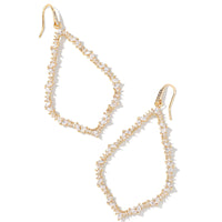 Sophee Gold Crystal Open Frame Earrings in White Crystal