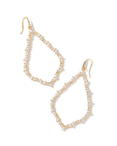 Sophee Gold Crystal Open Frame Earrings in White Crystal