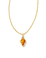 Framed Abbie Gold Short Pendant Necklace in Marbled Amber Illusion
