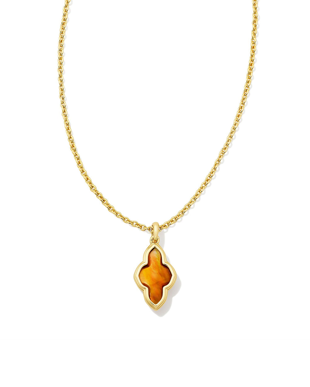 Framed Abbie Gold Short Pendant Necklace in Marbled Amber Illusion