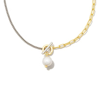 Leighton Pearl Chain Necklace Mixed Metal Pearl