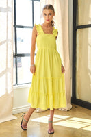Lemon Ruffle Detail Midi Dress

