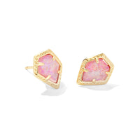 9608861538 Framed Gold Tessa Stud Earrings in Rose Pink Kyocera Opal