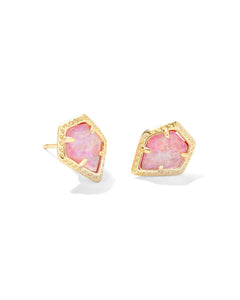 9608861538 Framed Gold Tessa Stud Earrings in Rose Pink Kyocera Opal