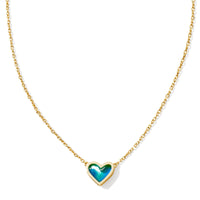 Framed Ari Heart Gold Short Pendant Necklace in Mood Stone