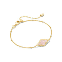 Abbie Gold Satellite Chain Bracelet in Rose Quartz
