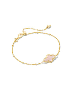 9608855605 Abbie Gold Satellite Chain Bracelet in Rose Quartz