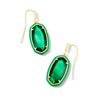 Dani Enamel Frame Drop Earring Gold in Emerald Illusion