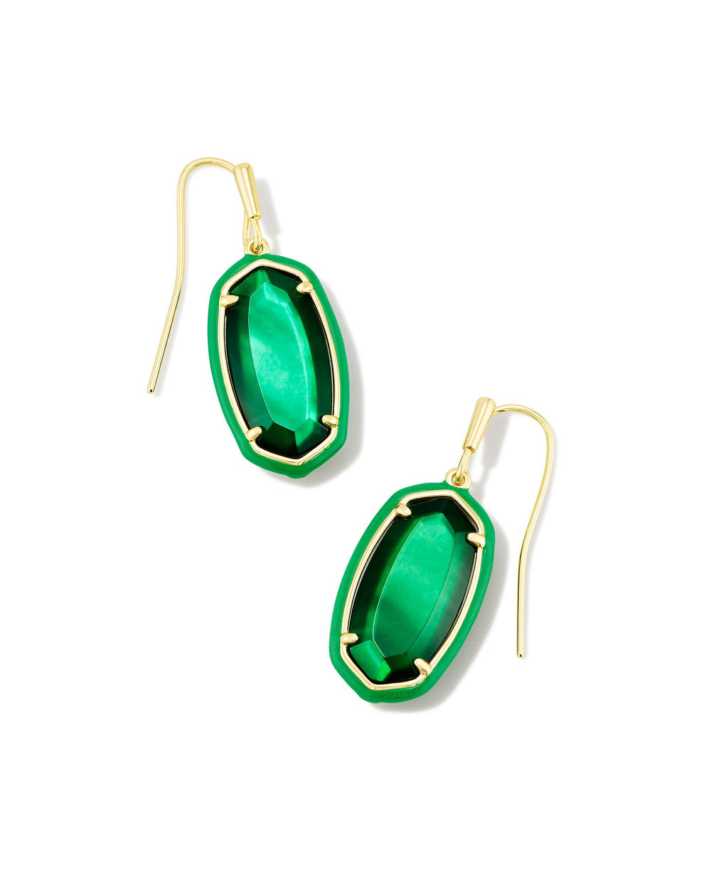 Dani Enamel Frame Drop Earring Gold in Emerald Illusion