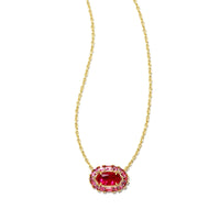 Elisa Crystal Frame Pendant Necklace Gold in Raspberry Illusion