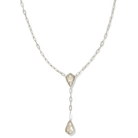 Camry Silver Y Necklace in Ivory Mother of Pearl