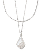 Faceted Alex Silver Convertible Necklace in Rhod Ivory Illusion
