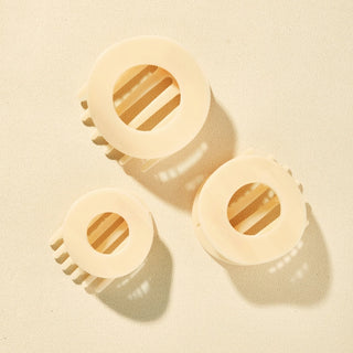Flat Circle Hair Clip -  Almond Beige