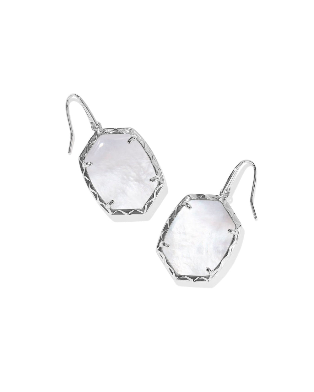 Daphne Silver Drop Earrings in Ivory Mother of Pearl