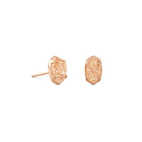 Emilie Rose Gold Stud Earrings in Rose Gold Sand Drusy