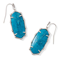 Elle Vintage Silver Bamboo Frame Drop Earrings in Variegated Indigo Magnesite