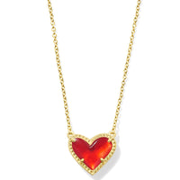 Ari Heart Gold Pendant Necklace in Red Illusion