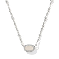 Mini Elisa Rhodium Necklace in Iridescent Drusy