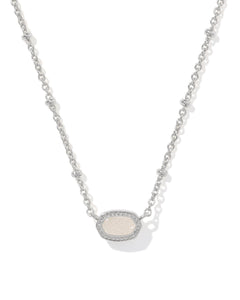 Mini Elisa Rhodium Necklace in Iridescent Drusy