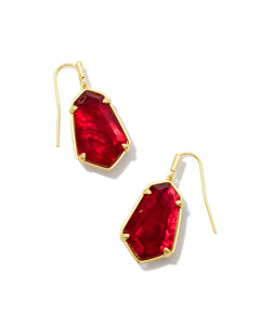 Alexandria Gold Drop Earring in Cranberry Illusion
