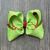 Lime Green with Red Moonstitch Bow