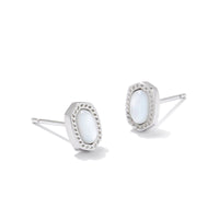 Mini Ellie Silver Stud Earrings in Ivory Mother of Pearl